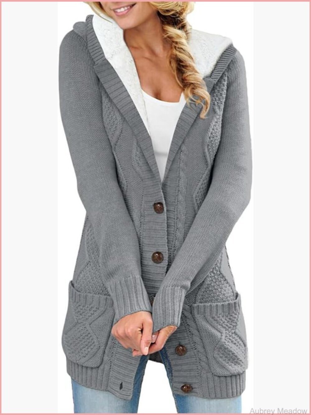 Hooded Fleece Lined Cardigan Sweater Winter Coat with Pockets